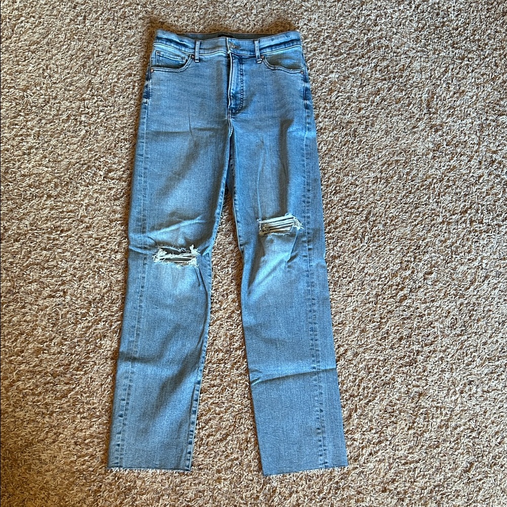 Women's Light Blue Distressed Jeans